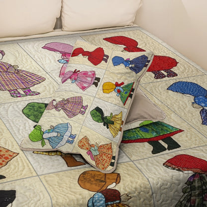 Shineful All Season Quilt 3-Piece Set Sweet Dreams Sunbonnet Sue