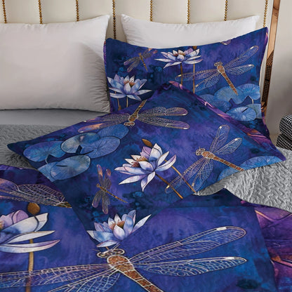 Shineful All Season Quilt 3-Piece Set Midnight Dragonfly Dreams