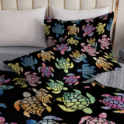 Shineful All Season Quilt 3-Piece Set Colorful Turtle