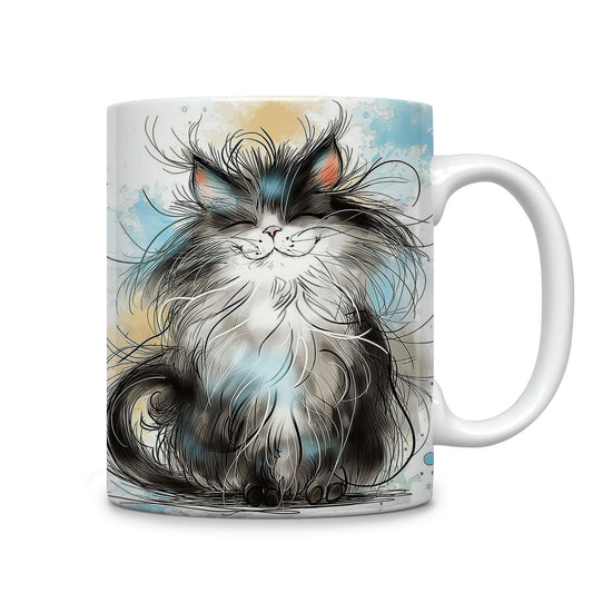 Tasse en céramique brillante Fluffy Cat Delight