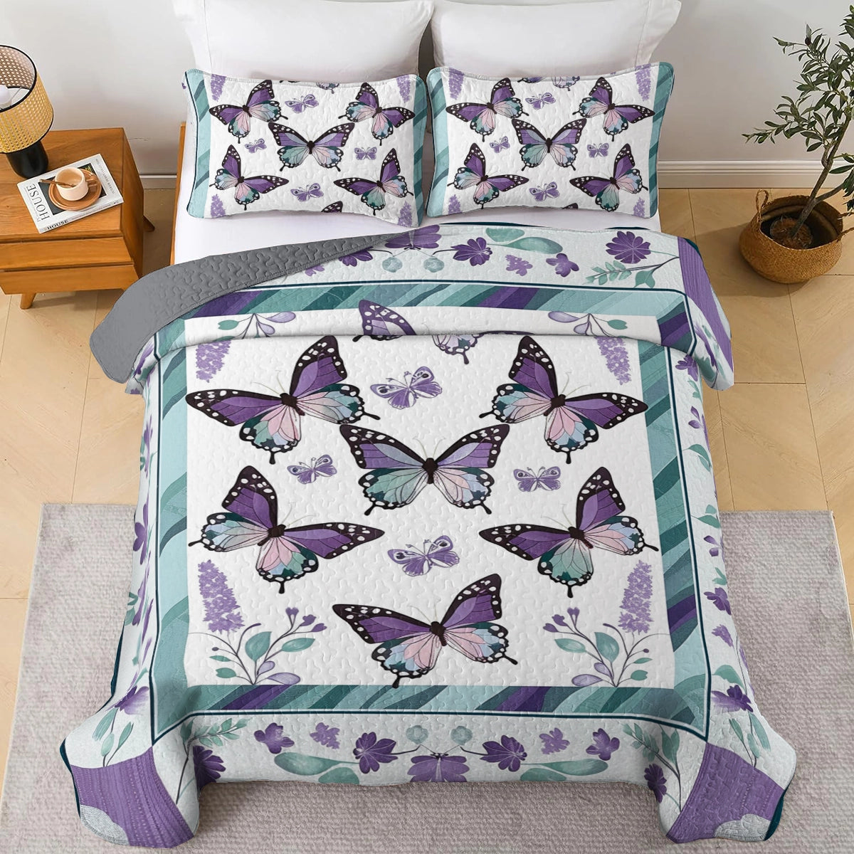 Shineful All Season Quilt 3-Piece Set Butterfly Bliss