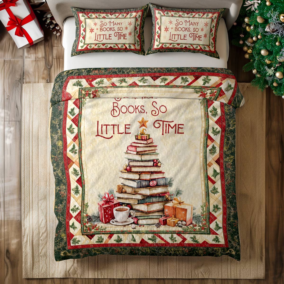 Shineful All Season Quilt 3-Piece Set Book Lover's Christmas