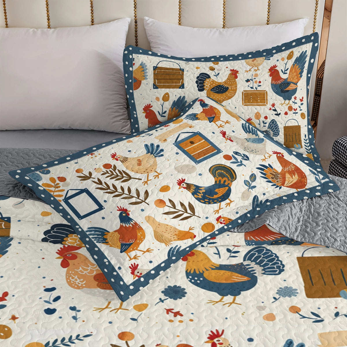 Shineful All Season Quilt 3-Piece Set Rustic Chicken