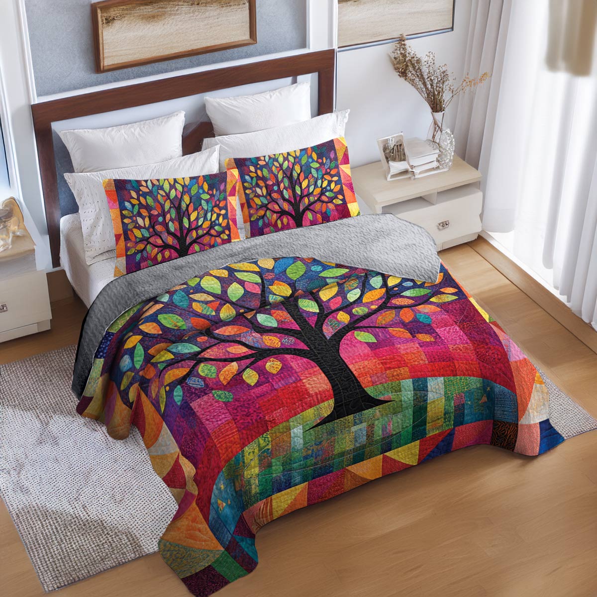 Shineful All Season Quilt 3-Piece Set Colorful Canopy