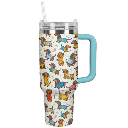 40 Oz Dachshund Shineful™ Tumbler Happy Dachshunds Nl09 Sky Blue 40Oz