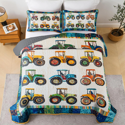 Ensemble de courtepointe toutes saisons Shineful 3 pièces Farm Country Tractors