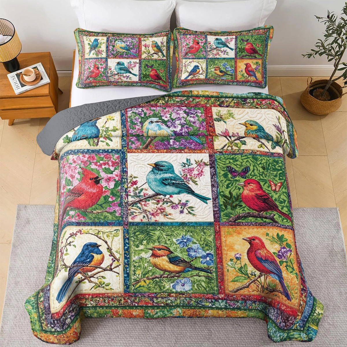 Shineful All Season Quilt 3-Piece Set Song Bird Symphony