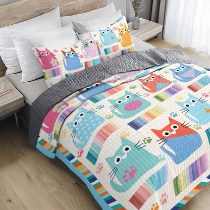 Shineful All Season Quilt 3-Piece Set Colorful Kitten