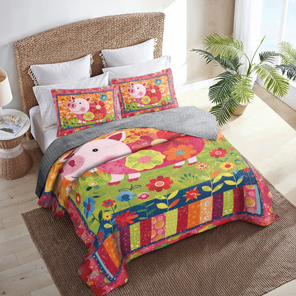 Shineful All Season Quilt 3-Piece Set Piggy Playtime