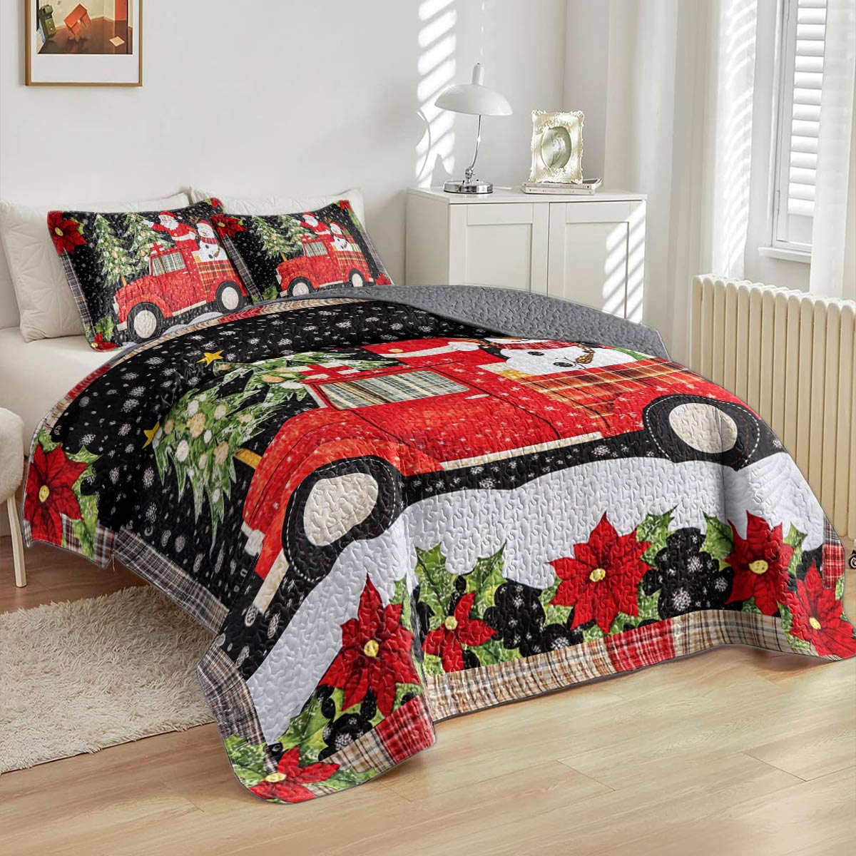 Shineful All Season Quilt 3-Piece Set Santa Claus