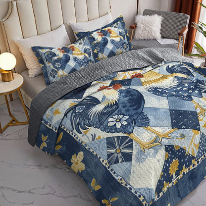 Shineful All Season Quilt 3-Piece Set Sunny Rooster