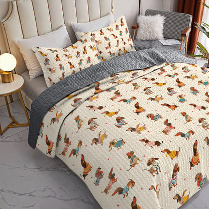 Shineful All Season Quilt 3-Piece Set Dachshund Fashion