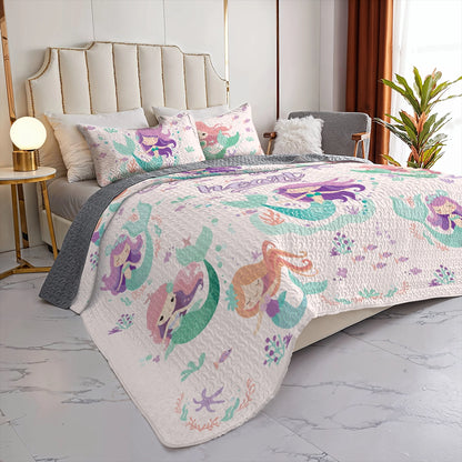 Shineful All Season Quilt 3-Piece Set Mermaid At Heart