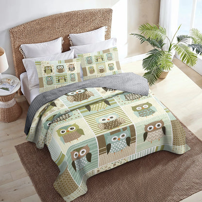 Shineful All Season Quilt 3-Piece Set Serene Owl