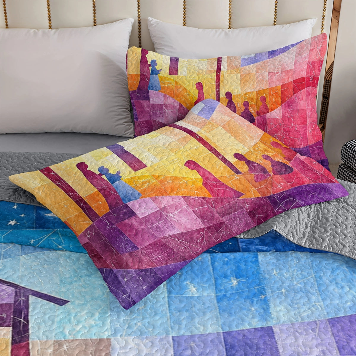 Shineful All Season Quilt 3-teiliges Set mit Kreuzigung und Geburt Christi