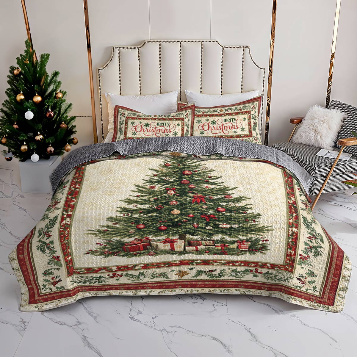 Shineful All Season Quilt 3-Piece Set Christmas Elegance