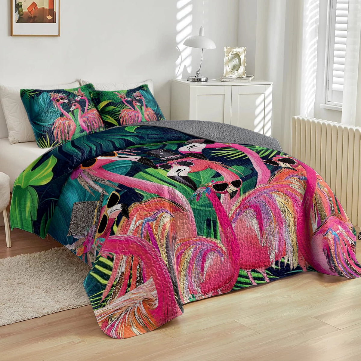 Shineful All Season Quilt 3-Piece Set - Flamingo Fiesta