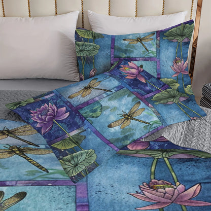 Shineful All Season Quilt 3-Piece Set Dragonfly Serenity