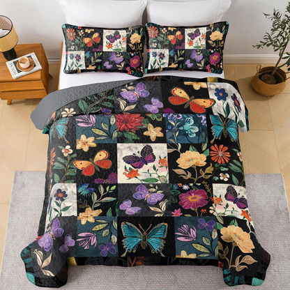 Shineful All Season Quilt 3-Piece Set Butterfly Blooms