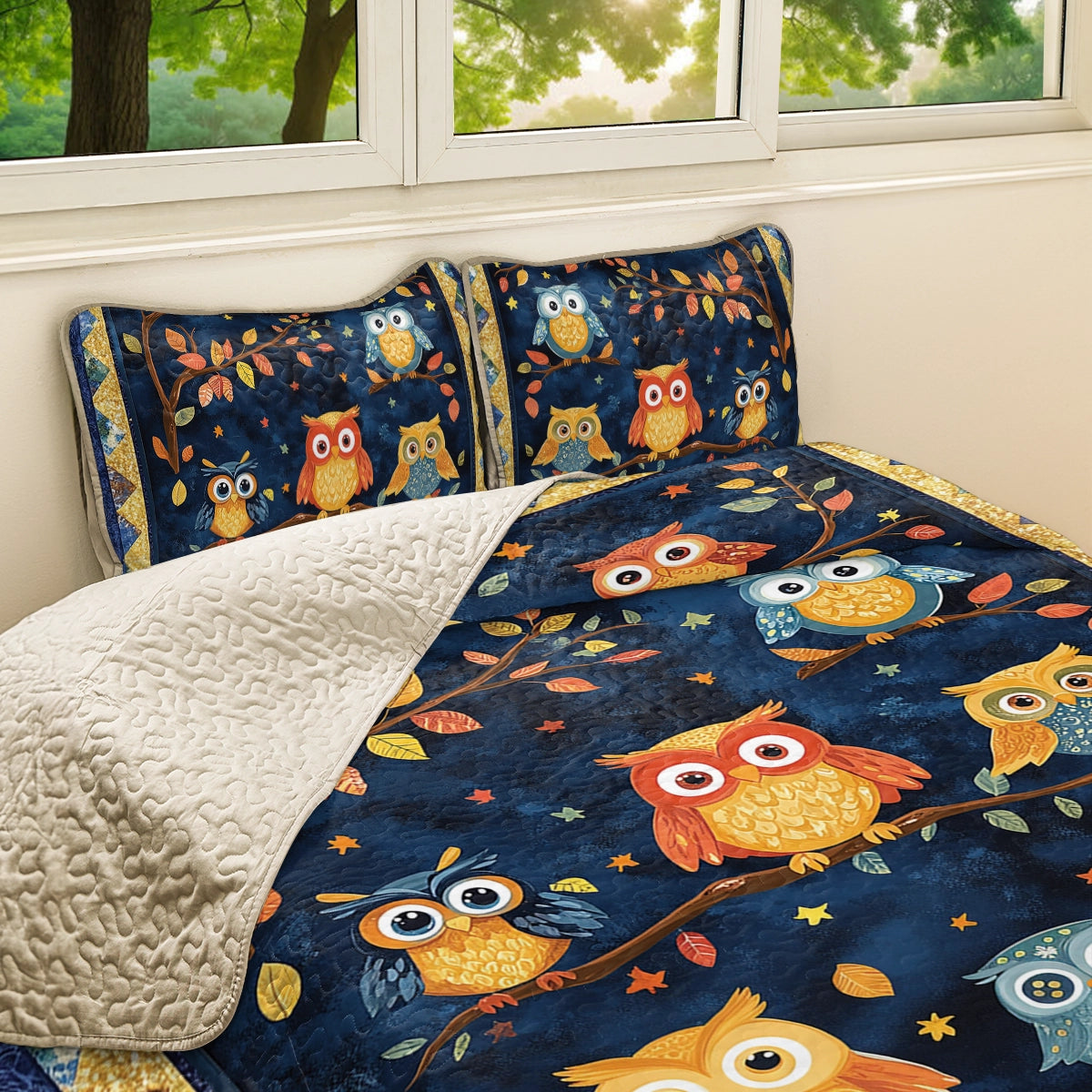 Shineful All Season Quilt 3-Piece Set - Autumn Owls