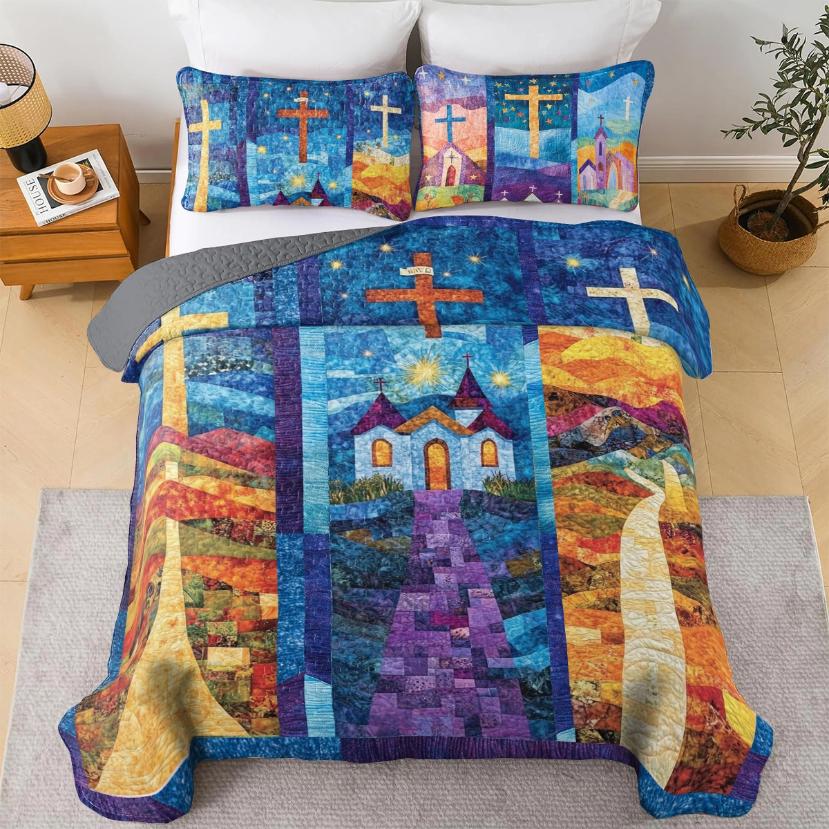 Shineful All Season Quilt 3-Piece Set God Pathway to Peace