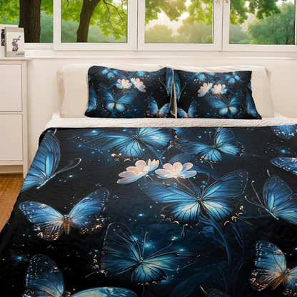 Shineful All Season Quilt 3-Piece Set - Mystical Butterfly Haven