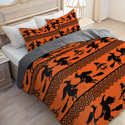 Shineful All Season Quilt 3-Piece Set - Halloween Witchy Whispers