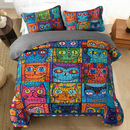 Shineful All Season Quilt 3-Piece Set Mystery Cat