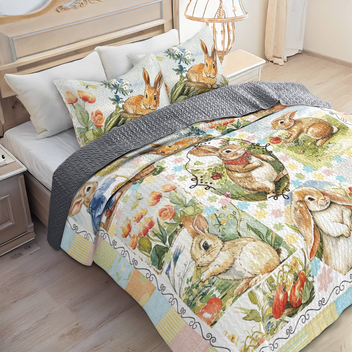 Shineful All Season Quilt 3-teiliges Set Bunny Meadow Dreams