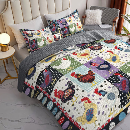 Shineful All Season Quilt 3-Piece Set Countryside Chicken