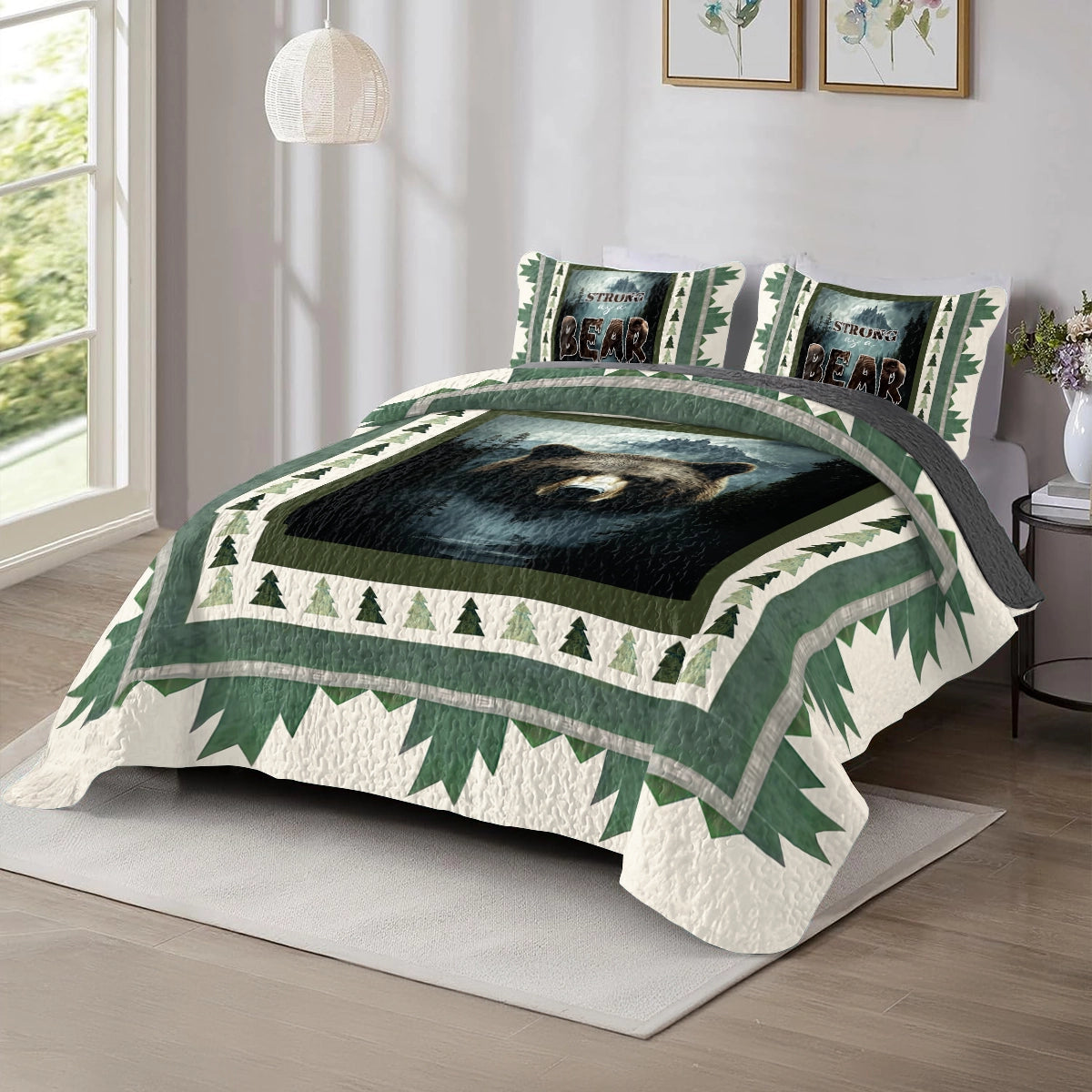 Shineful All Season Quilt 3-Piece Set - Forest Guardian Bear