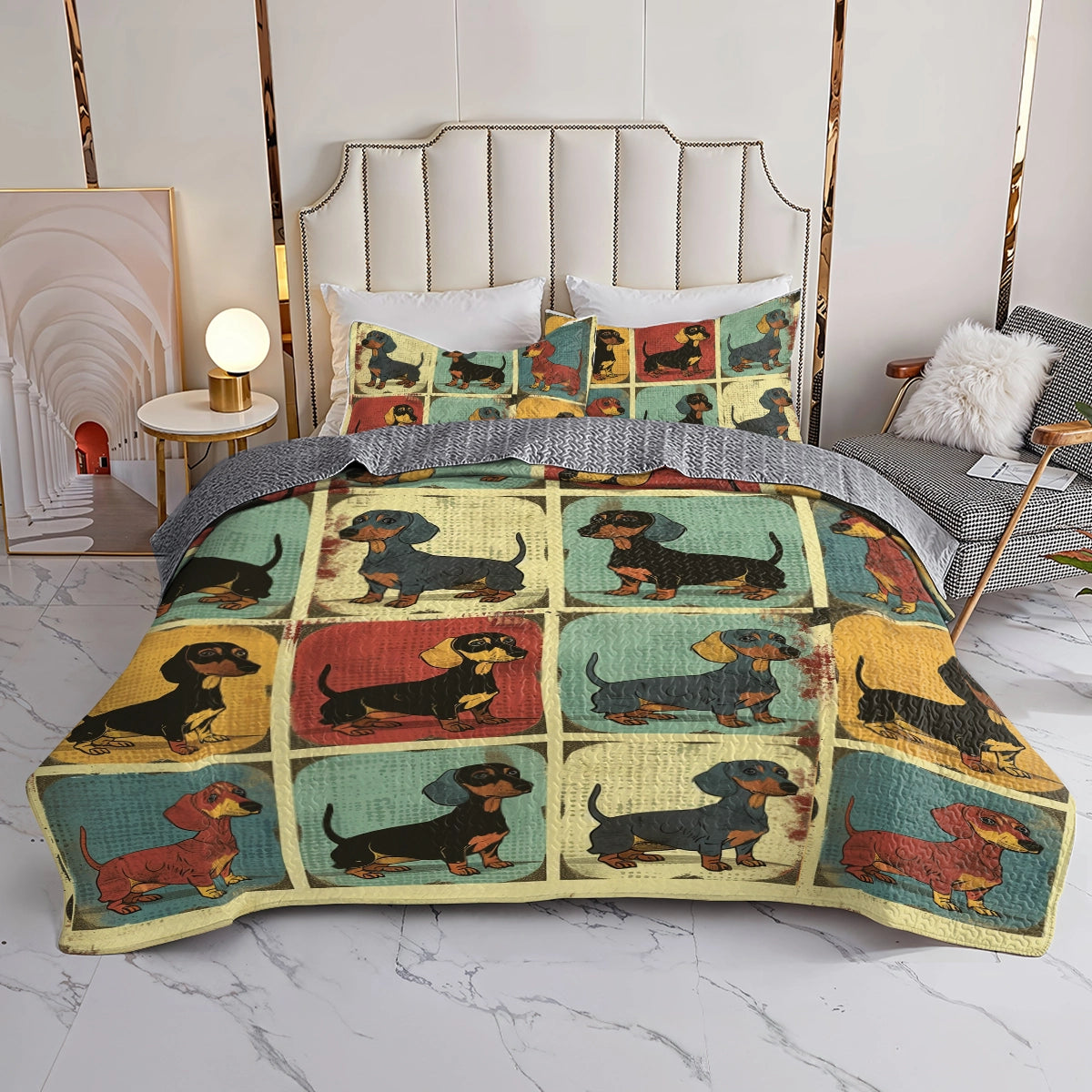 Shineful All Season Quilt 3-Piece Set Vintage Dachshund Gallery