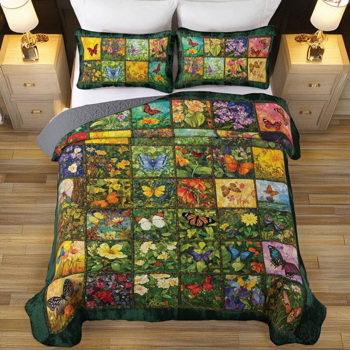 Shineful All Season Quilt 3-Piece Set Butterfly Meadow