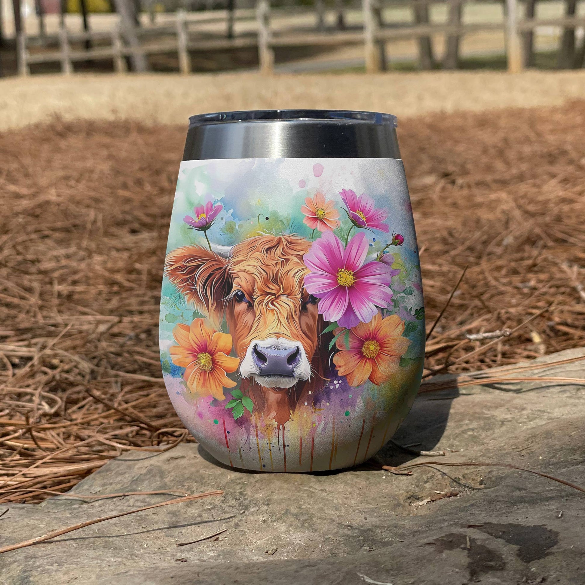 Highland Cow 12 Oz Shineful™ Floral 2 Nl09 12Oz Tumbler