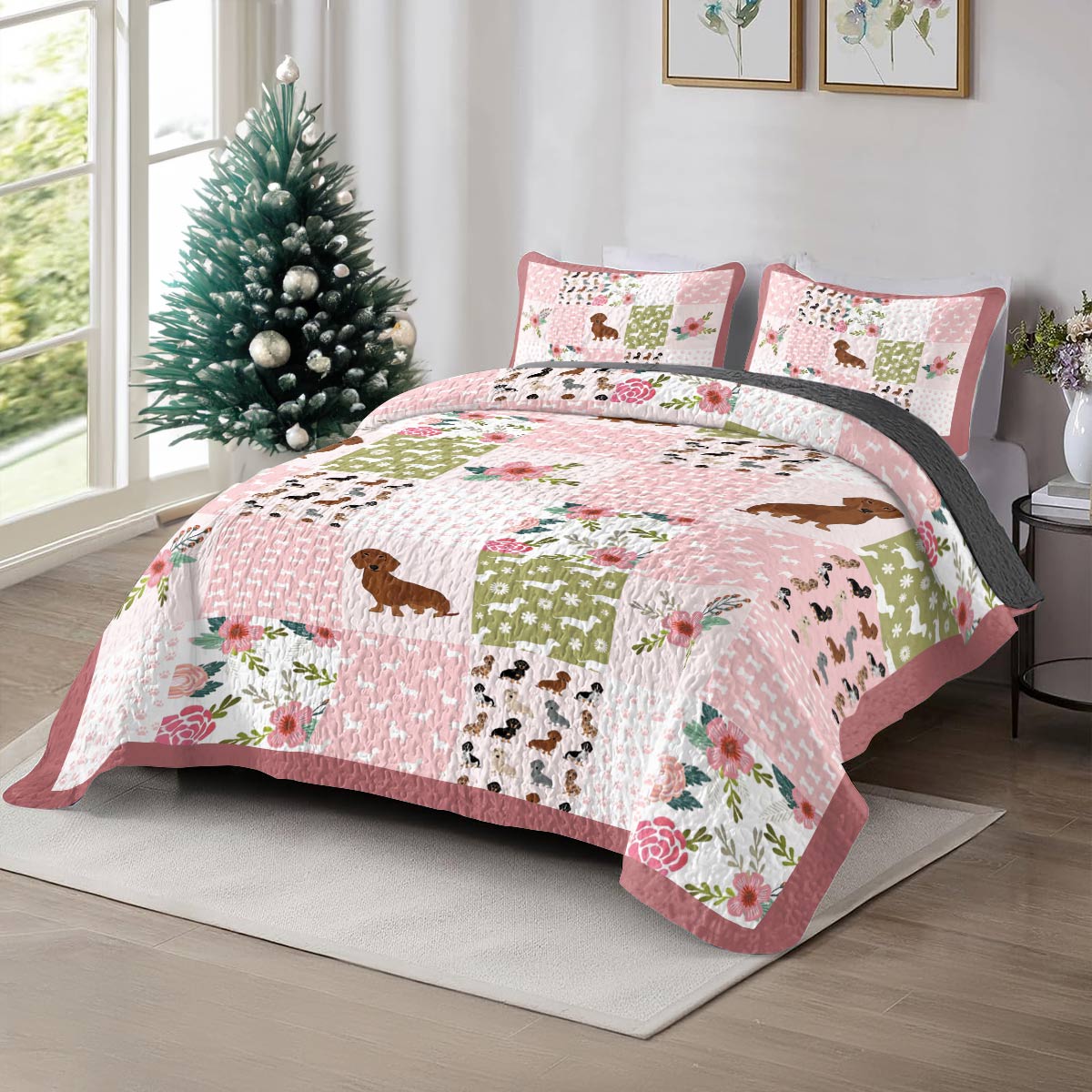 Shineful All Season Quilt 3-Piece Set Dachshund Dreams