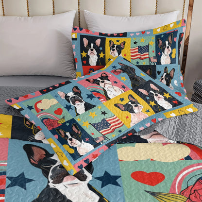 Shineful All Season Quilt 3-Piece Set Boston Terriers Dreamland