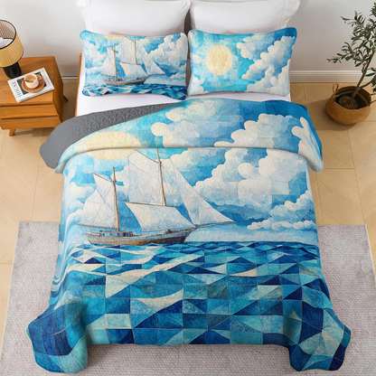 Shineful All Season Quilt 3-Piece Set Sailing Love Ocean