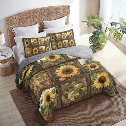 Shineful All Season Quilt 3-Piece Set Sunflower Sunlit Meadows