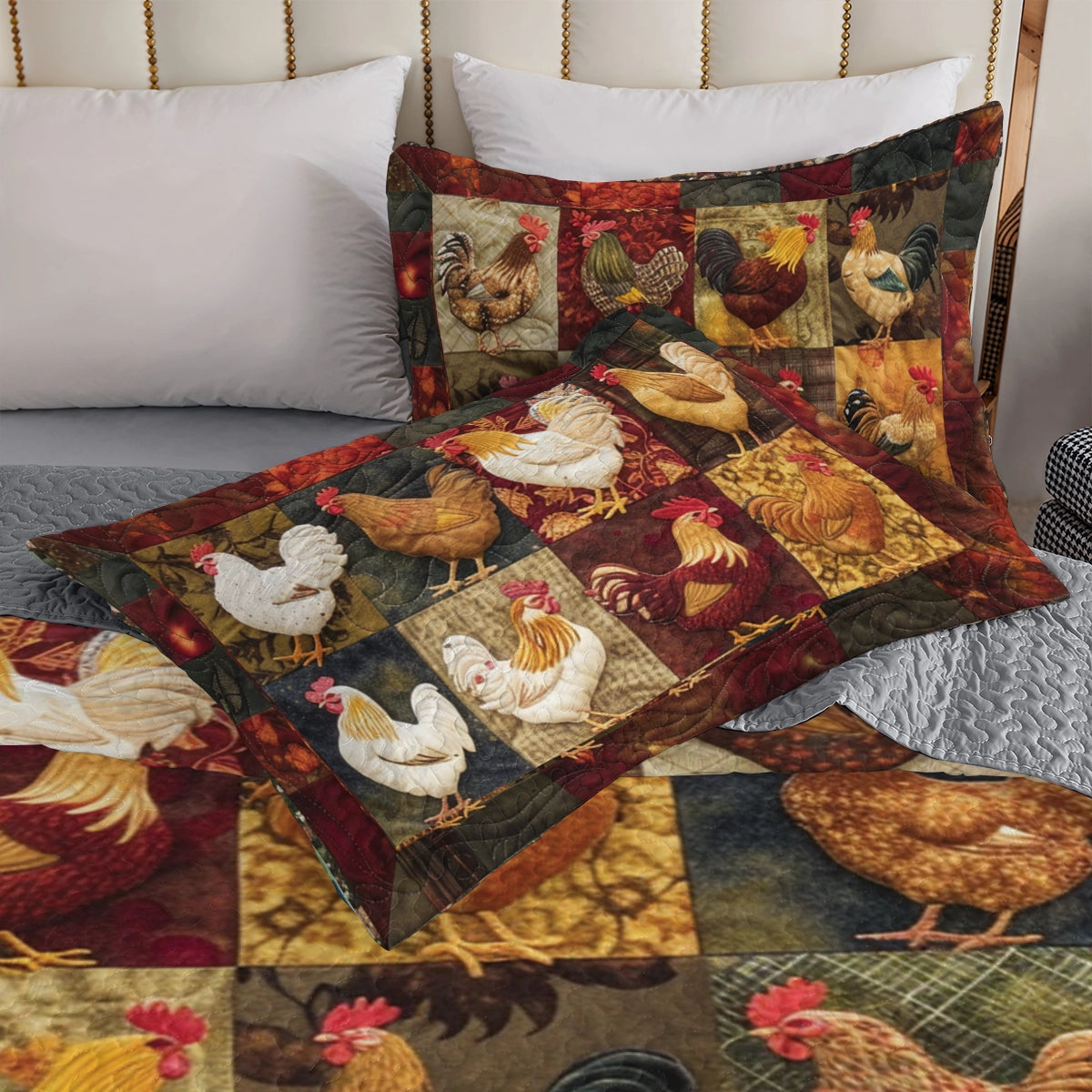 Shineful All Season Quilt 3-teiliges Set Chicken Rooster's Roost 