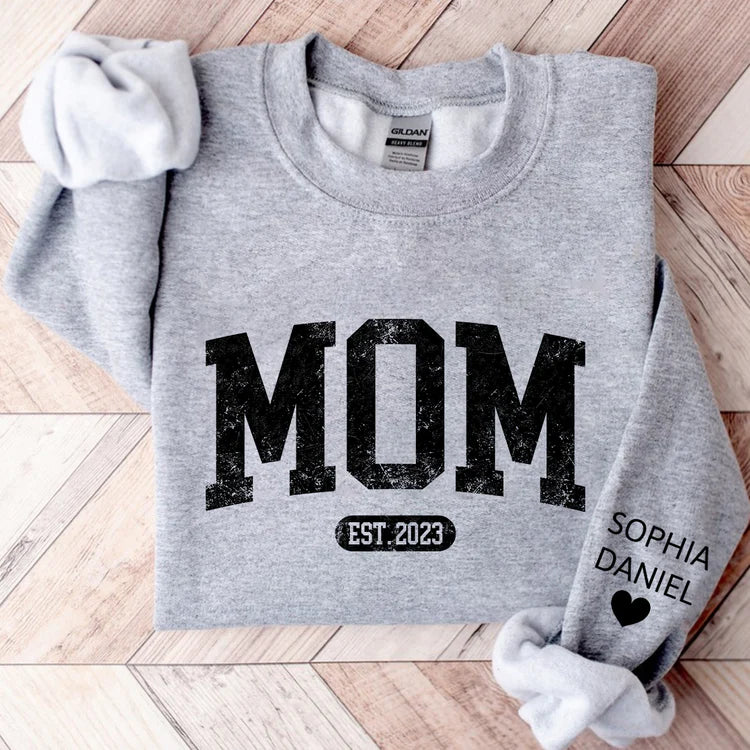 Shineful Fleece Crewneck Sweatshirt Personalized Mom, Mama, Mum, Mommy And Kids