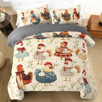 Shineful All Season Quilt 3-Piece Set - Cozy Chicken