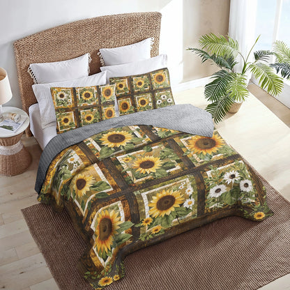 Shineful All Season Quilt 3-Piece Set Rustic Sunflower