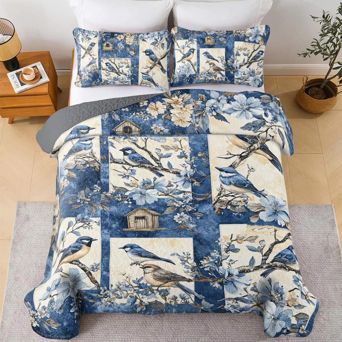 Shineful All Season Quilt 3-Piece Set Bluebird Serenade