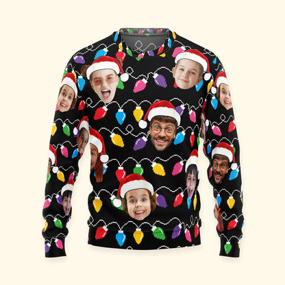 Custom Face Christmas Family Silly Xmas Leds - Personalized Photo Ugly Sweater