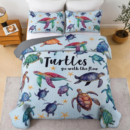 Shineful All Season Quilt 3-Piece Set Sea Turtle Tranquility