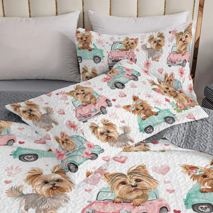 Ensemble de courtepointe toutes saisons Shineful 3 pièces Yorkie Love