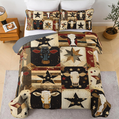 Shineful All Season Quilt 3-Piece Set Cow Country Star