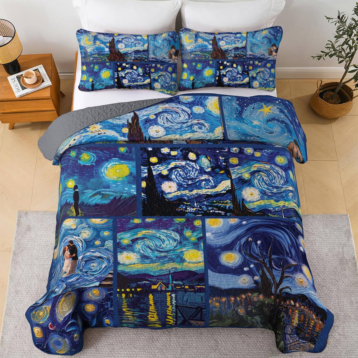 Shineful All Season Quilt 3-Piece Set Starry Night Sip