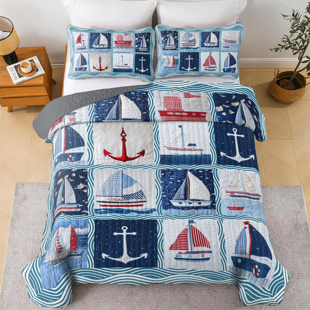 Shineful All Season Quilt 3-Piece Set Sailing Nautical Dreams