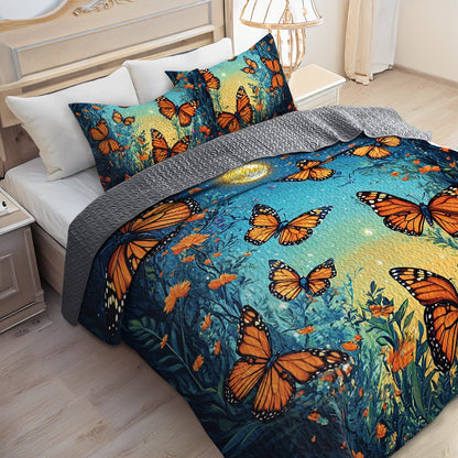 Shineful All Season Quilt 3-Piece Set - Butterfly Sunset